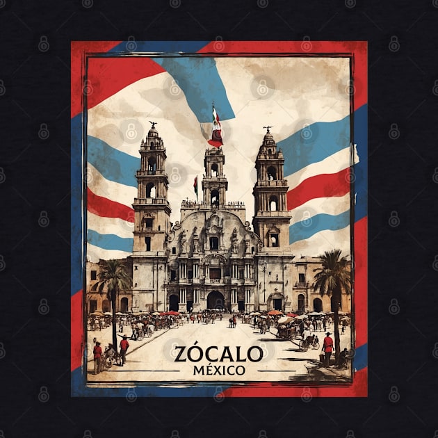 Zócalo de Mexico Vintage Poster Tourism by TravelersGems